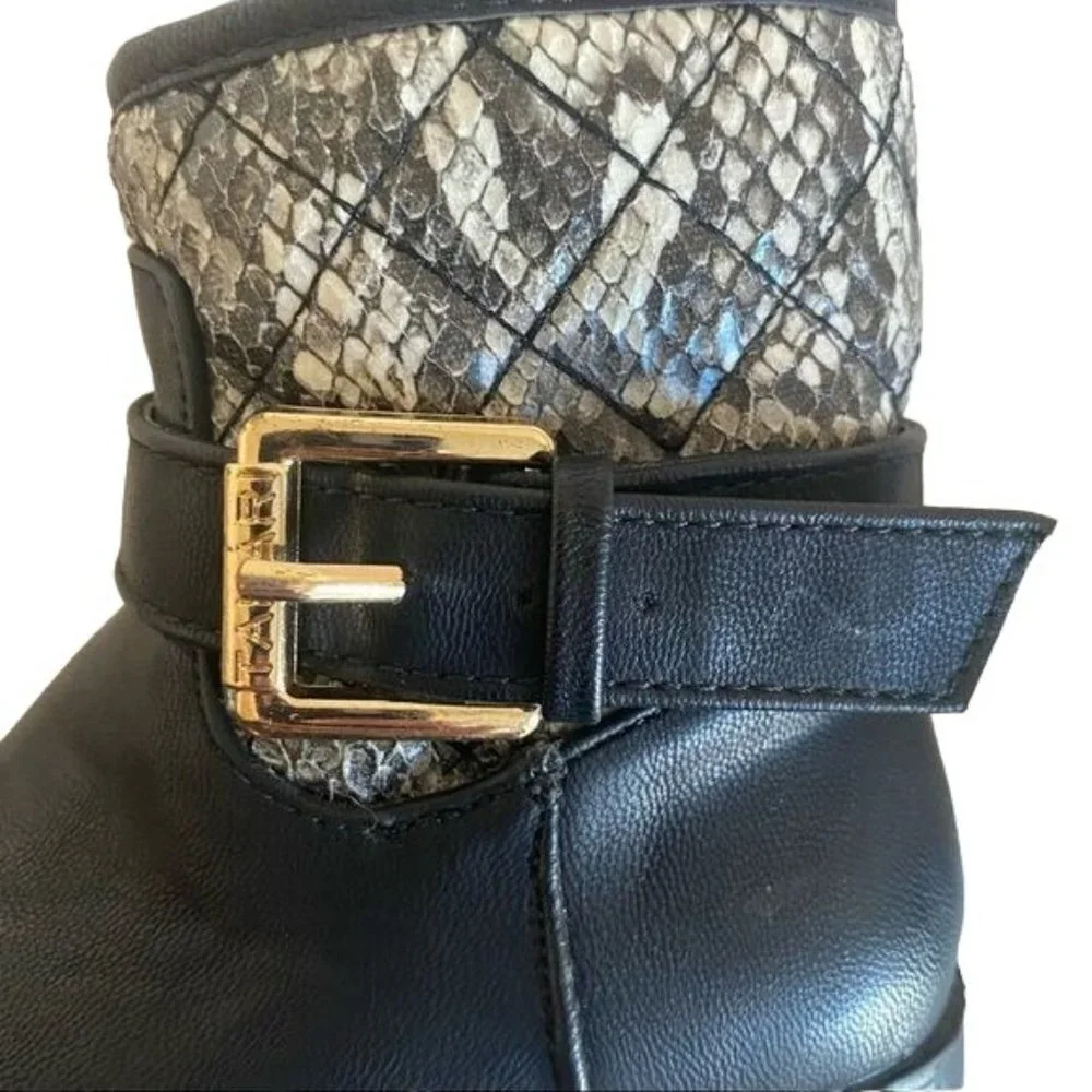 Tahari Kustard Black Snakeskin Ankle Booties‎ Sz 9 (Girls)